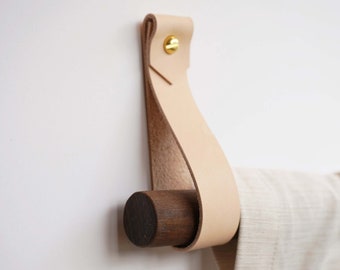 Curtain rod holder leather curtain rod bracket holders leather loop strap for wall boho pole hanger wall blanket display farm house style
