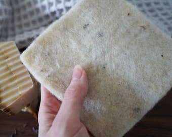 Eco-Friendly Wool Sponge for Dishes, Face, Body & Surfaces - Naturally Antimicrobial, Durable, and Compostable - 2 PK