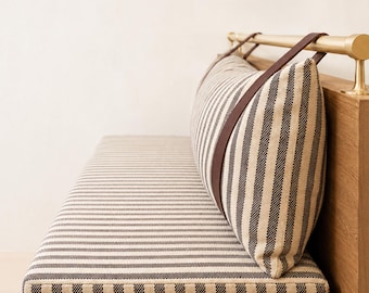 Custom Leather Banquette strap that attaches to rail