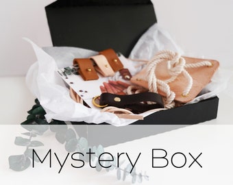 Mystery Box Handmade Leather Gifts, leather accessories, mystery box aesthetic, mystery box for women, mystery box for men, gift box for her