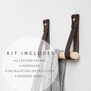 Hängendes Aufbewahrungsset Küche Topf Rack Stange Haken für Becher Küchenutensilien Schiene Organizer Leder & Messing Handtuchhalter Minimalist Haken Dekor