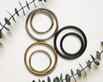 Brass, Silver / Steel & Matte Black Rings for Keyaiira Leather Products used for towel ring holders