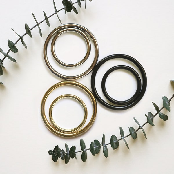 Brass, Silver / Steel & Matte Black Rings for Keyaiira Leather Products used for towel ring holders