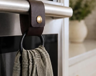 Leather Kitchen Towel Holder for Oven Handle