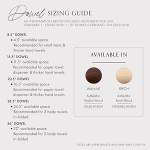 A guide showing the three different sizes of dowel options you can choose.