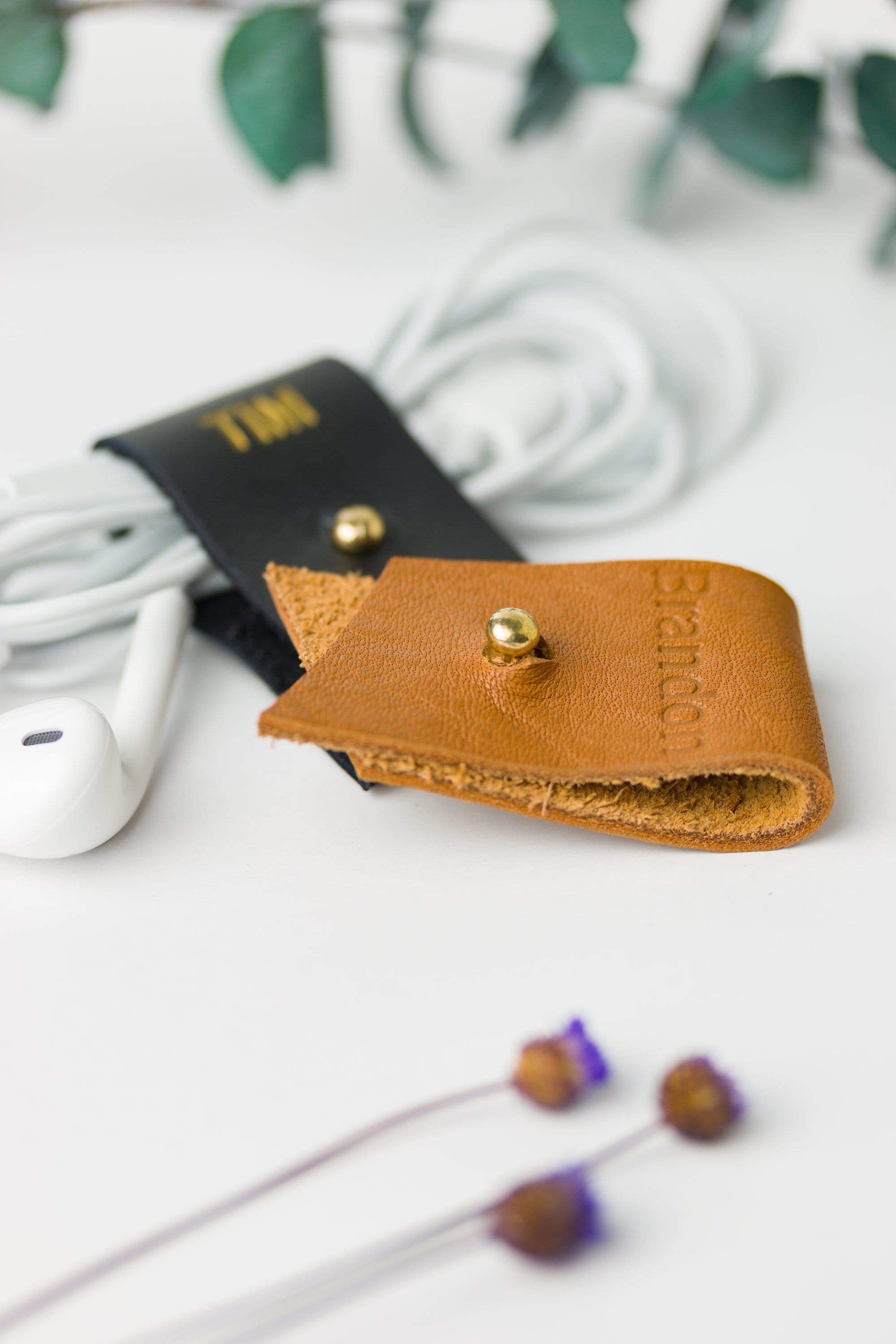 Set of 3 Leather Travel Cord Organizer Cord Holders Etsy