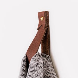 Medium Flag End - leather strap hanger for bath towel holder leather wall hook strap towel hook bathroom decor brass towel ring nordic home