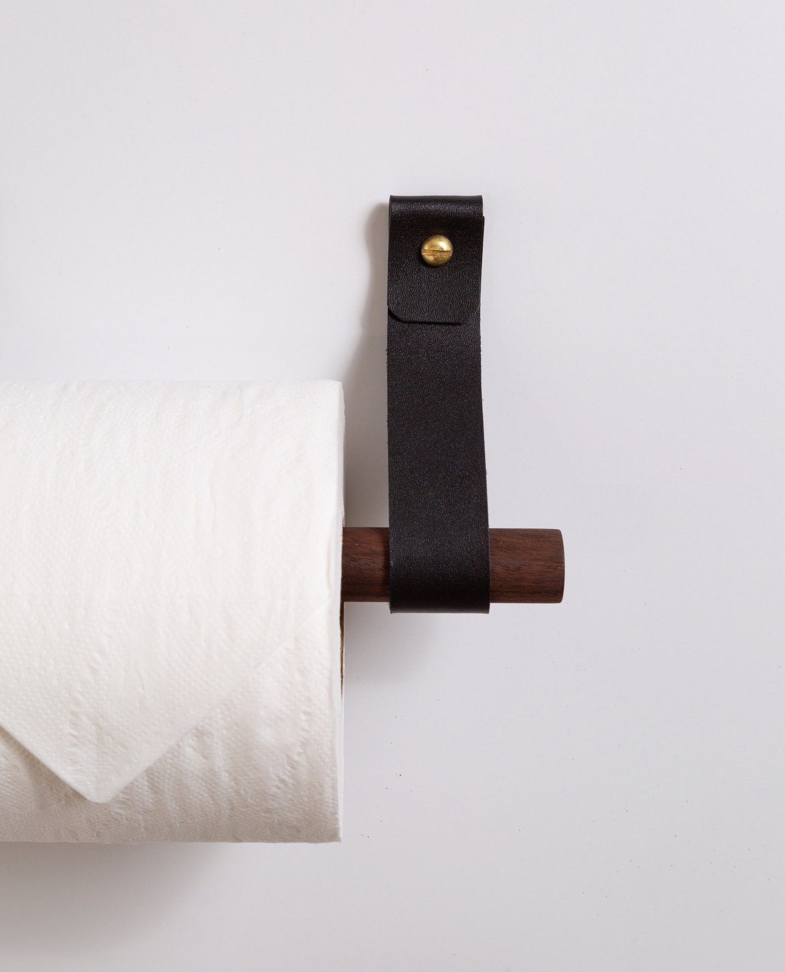 Leather Toilet Paper Holder Kit w/ wooden dowel walnut or Etsy