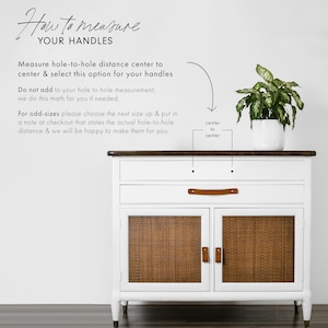 How To Measure guide showing you how to measure the hole-to-hole distance for your handles.