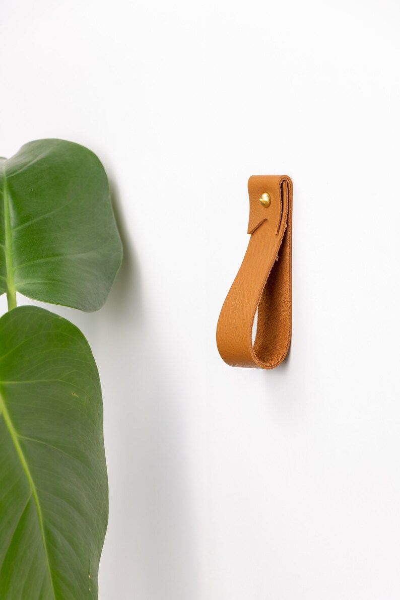 Leather wall hanging strap wall hook hanging storage home Etsy