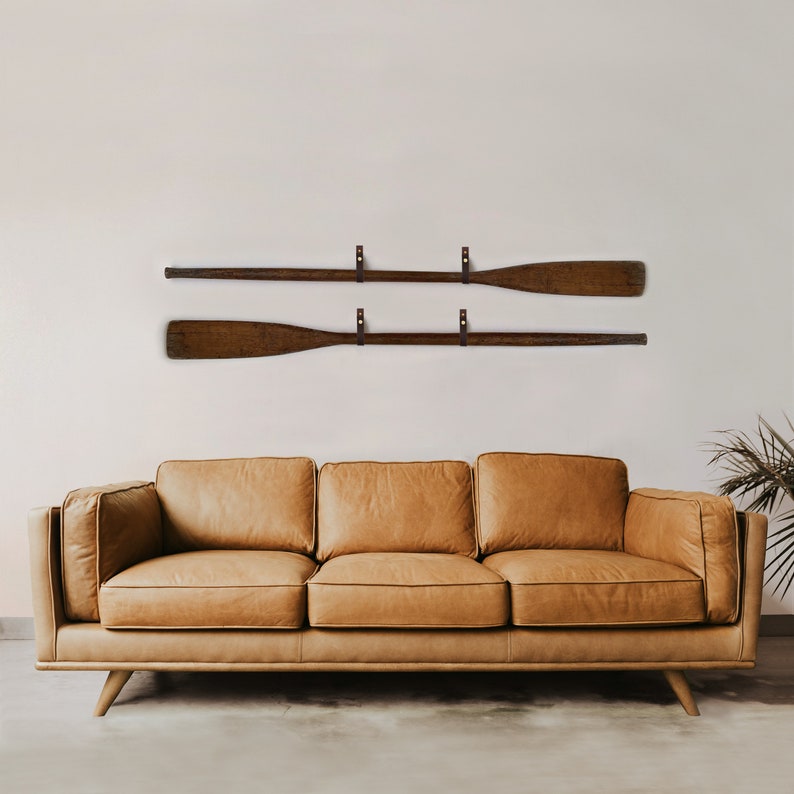 Leather Hanging Oar Wall Decor Horizontal Boat Paddle Display Strap ...