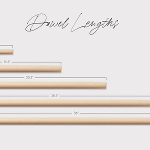 A guide showing the lengths of dowels available.