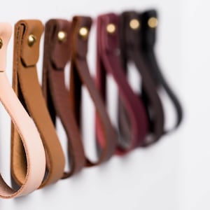 medium leather strap brass ring wall hook wall hanging storage towel hook modern bathroom towel rack leather loop strap holder scarf hanger