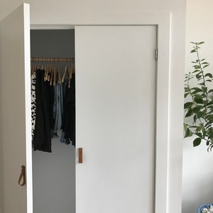 Med cuero tirar plano extremo minimal perillas perillas | Etsy