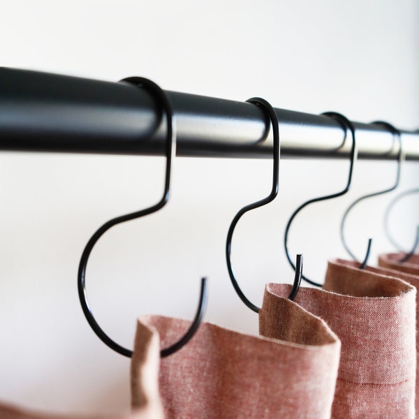 Minimalistic shower curtain hooks, stainless steel, brass, black meatal, S Hook, Curtain Rings, Jean Hook, purse, bag, closest hanger - 12pk