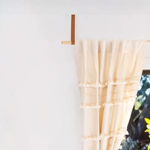 Leather ceiling straps hanging dowel holder clothing rack rod holder Scandinavian window treatment curtain rod holder 3rd anniversary gift