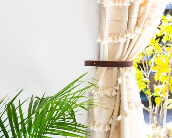 Leather Curtain Tieback Hooks Nursery Window Treatments Etsy