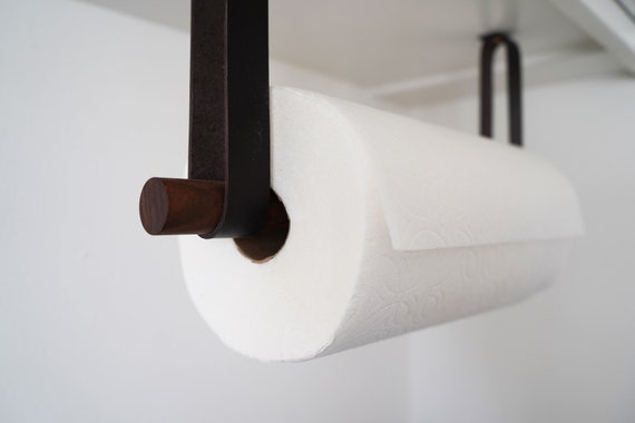 Paper Towel Holder / Kitchen Roll Holder From Leather, Wood