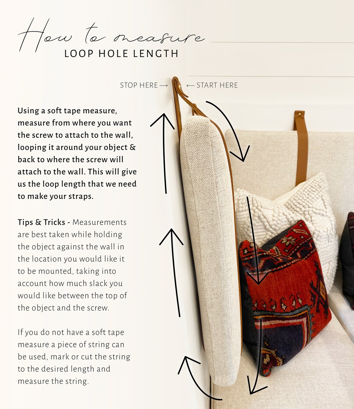 Custom Leather Wall Strap for Hanging Pillow Cushions Etsy