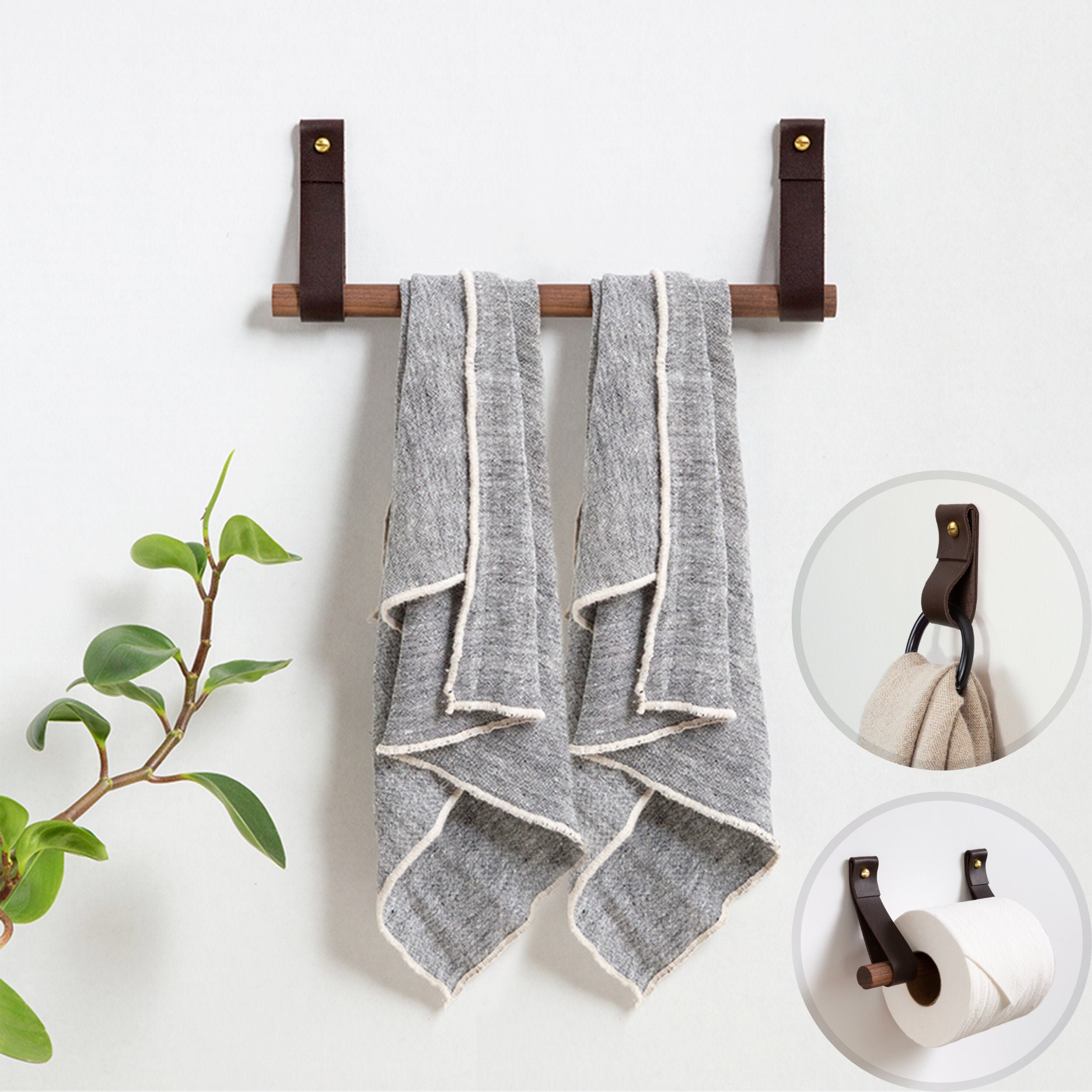 Modern Bathroom Hardware Kit includes leather wall mount Etsy