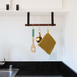 Hanging Under-Cabinet Multipurpose Rack Storage Rail, Under-shelf Storage, utensil, pot & pan suspended leather storage Hanger cup hook image 9