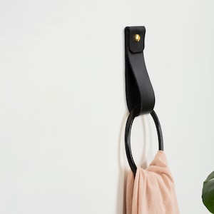 leather wall hanging strap | wall hook| hanging storage | home decor | leather strap hanger | towel holder | leather home accessories