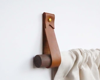 Leather Curtain Rod Bracket with brass curtain rod holder wall hooks strap leather curtain rod loop wall mount drapery holder hanger hook