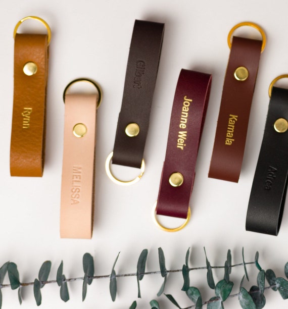 Personalized Leather Keyfob 3rd Anniversary Gifts Under 20