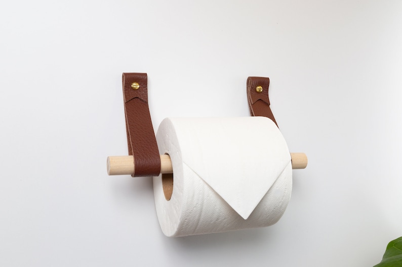 Leather Toilet Paper Holder Kit With Wood Dowel Walnut or Etsy Australia