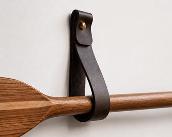 Rame suspendue en cuir, décoration murale horizontale pour bateau, pagaie, sangle de suspension, rangée de crochets pour canoë, rangement pour chalet, ferme, plage, kayak de rivière