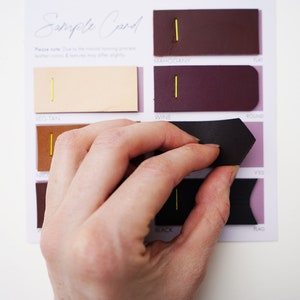 Sample card for leather options, leather swatches from Keyaiira, mix color leather, color catalog, sample book, leather color swatches image 3