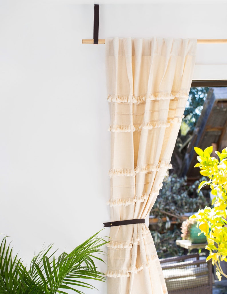Leather curtain tieback hooks nursery window treatments Etsy