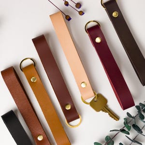 Thick Leather Wristlet Keychain - Handmade Minimalist Key Fob - Durable Everyday Accessory - Gift for Her or Him