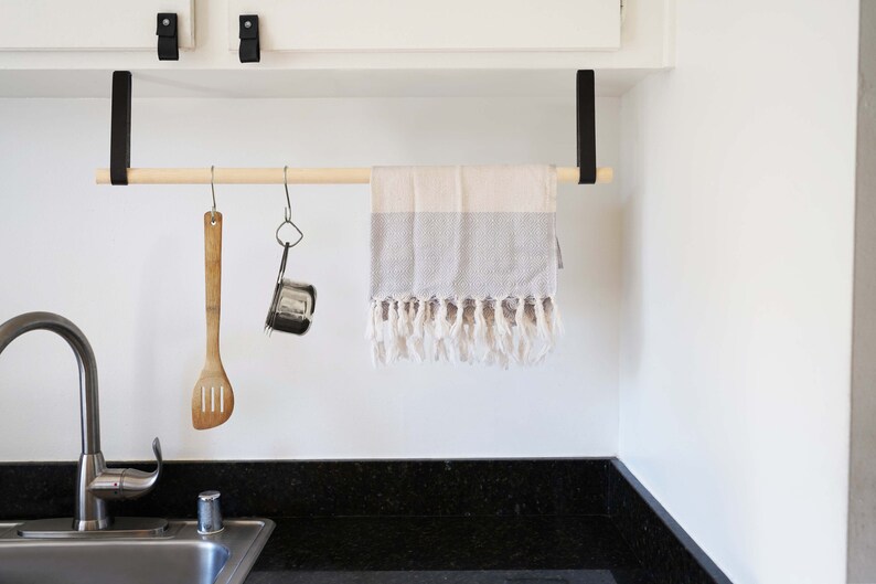 Hanging Under-Cabinet Multipurpose Rack Storage Rail, Under-shelf Storage, utensil, pot & pan suspended leather storage Hanger cup hook image 5