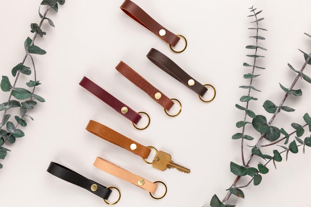 Skinny Loop Leather Keychain - Slim and Stylish Keyring - Handmade ...