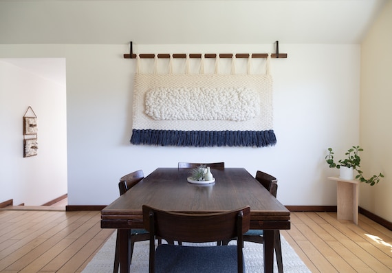 LOCAL PICKUP ONLY - Large Statement Woven Wall Hanging Tapestry Textile Art on a extra large scale cozy room decor
