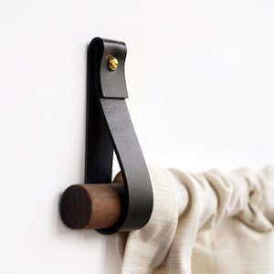 Leather Curtain Rod Holder - Sustainably Sourced Wall-Mounted Slim Bracket No Light Gap Strap Loop Blackout Curtains Durable & Easy Assembly