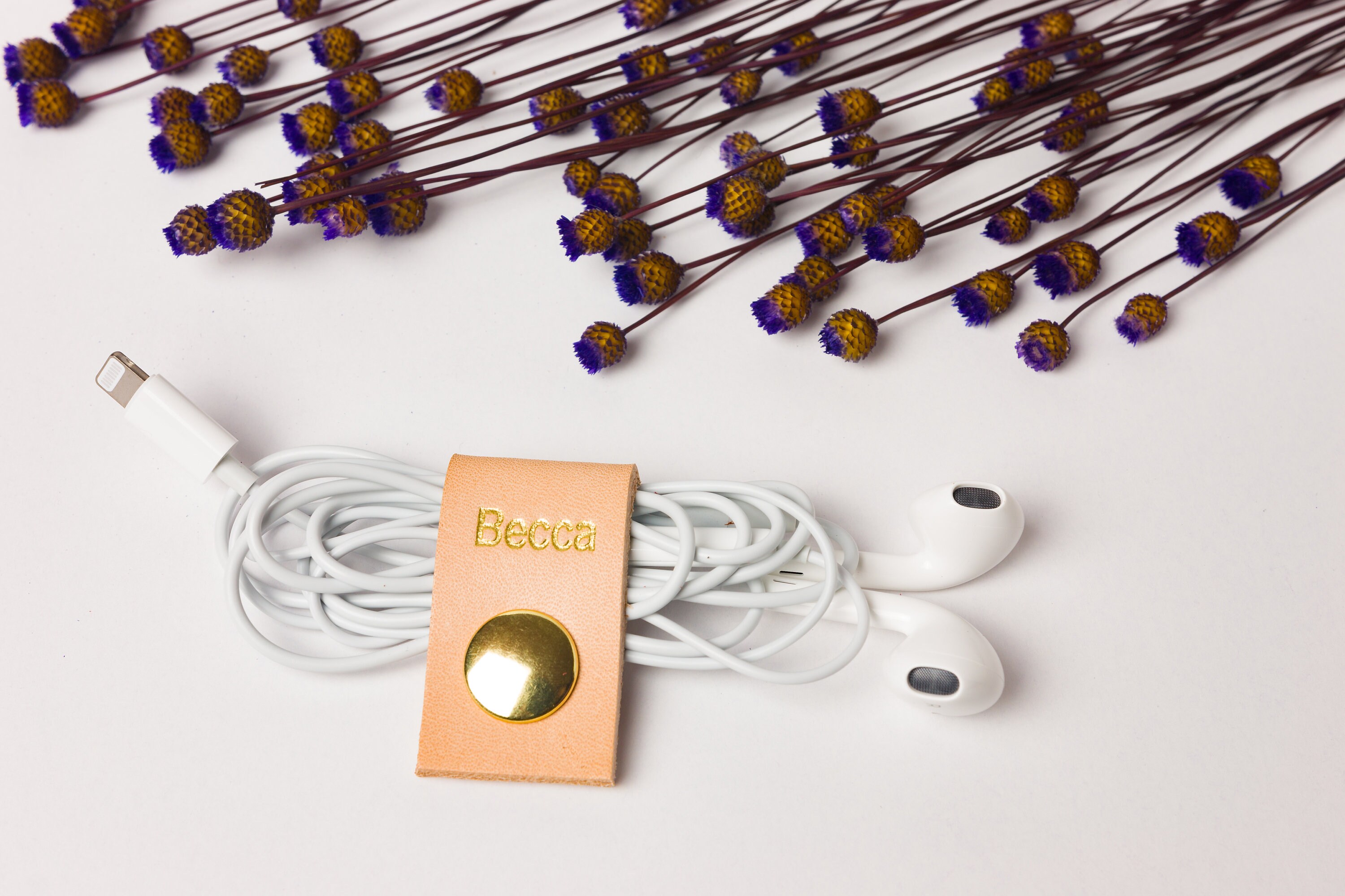 Set of 3 Leather Cord Holders Personalized Earbud Holder 3rd Etsy