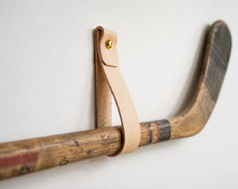 Leather Wall Strap Hockey Stick Display Holder