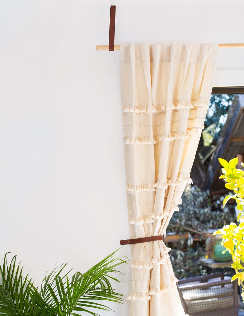 Leather curtain tieback hooks nursery window treatments Etsy