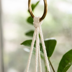 Closeup of brass ring, used to suspend the Leather Plant Hammock.