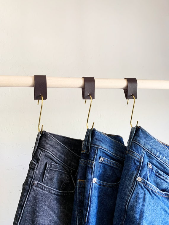 Decorative S Hook for Jeans & Pants Hanger for Clothes Closet Organizer  Minimalistic Rack Hooks, Leather Loop 6 Pack -  Canada