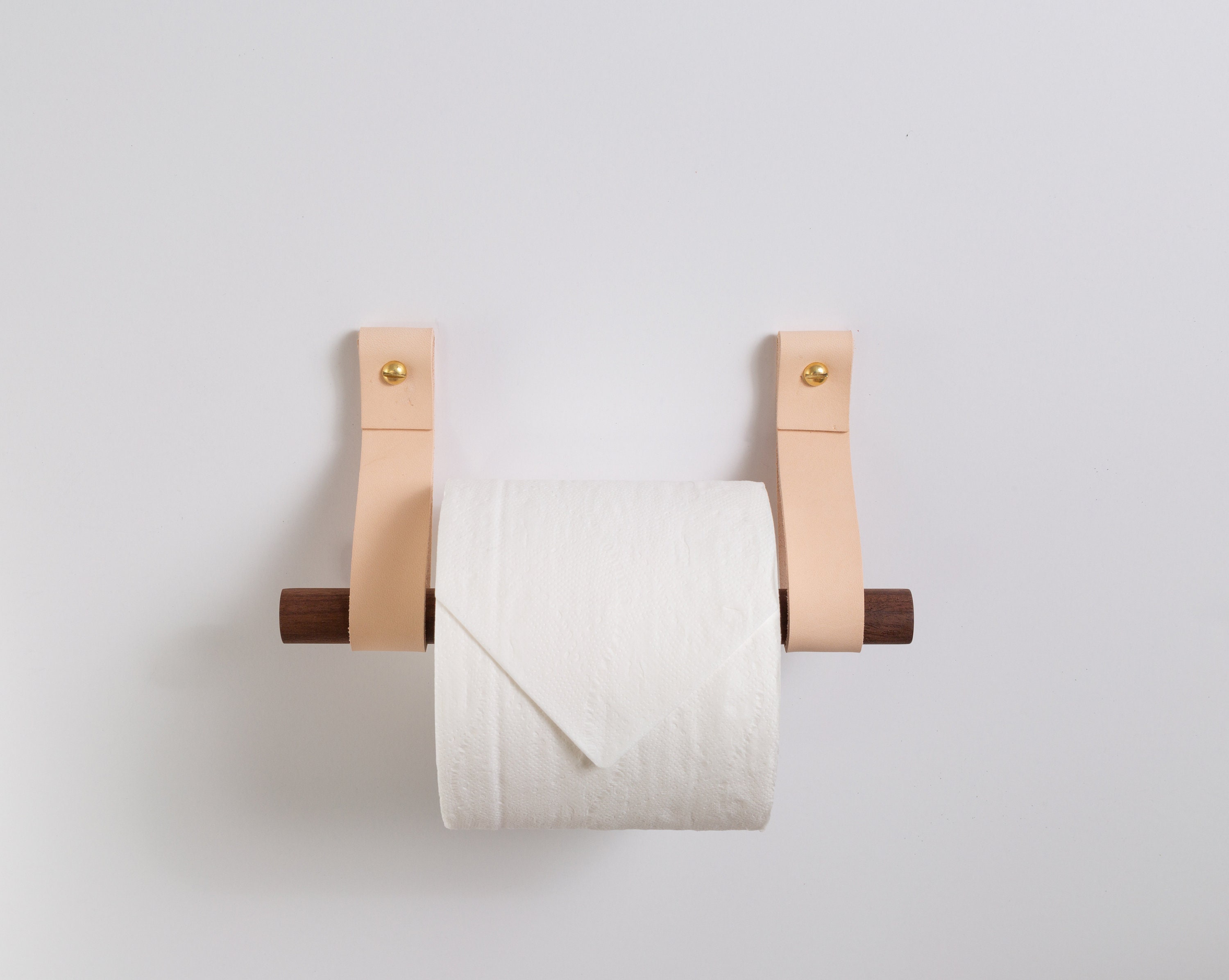 Toilet Roll Holder Kit W/ Leather Hooks and Wood Dowel Wall -  Israel