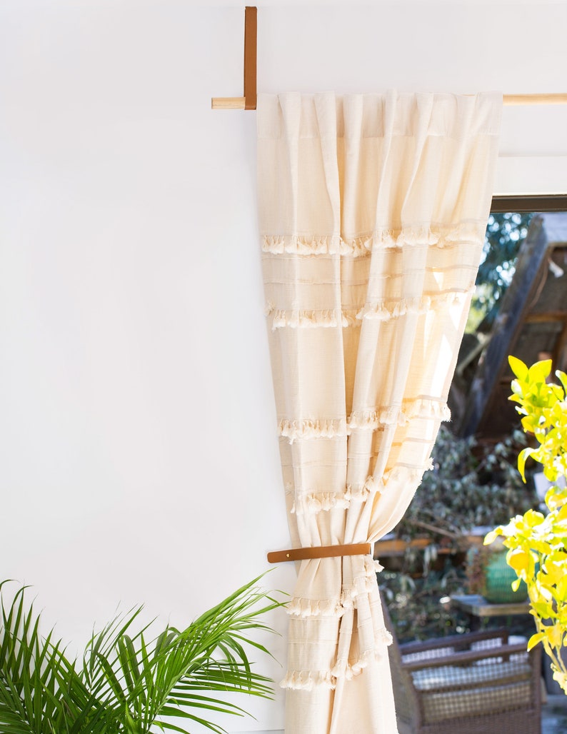 Leather curtain tieback hooks nursery window treatments Etsy