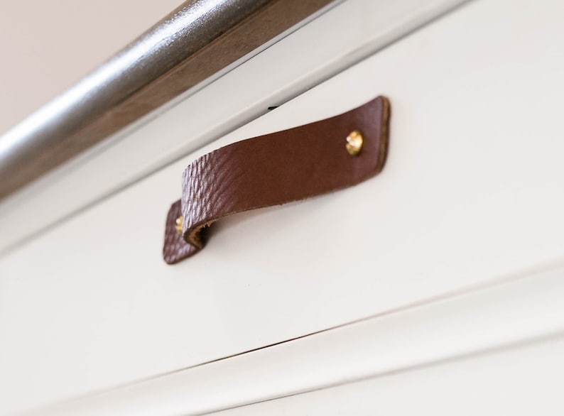 Leather Minimal Drawer Handles Modern Cupboard Handles Mid Etsy
