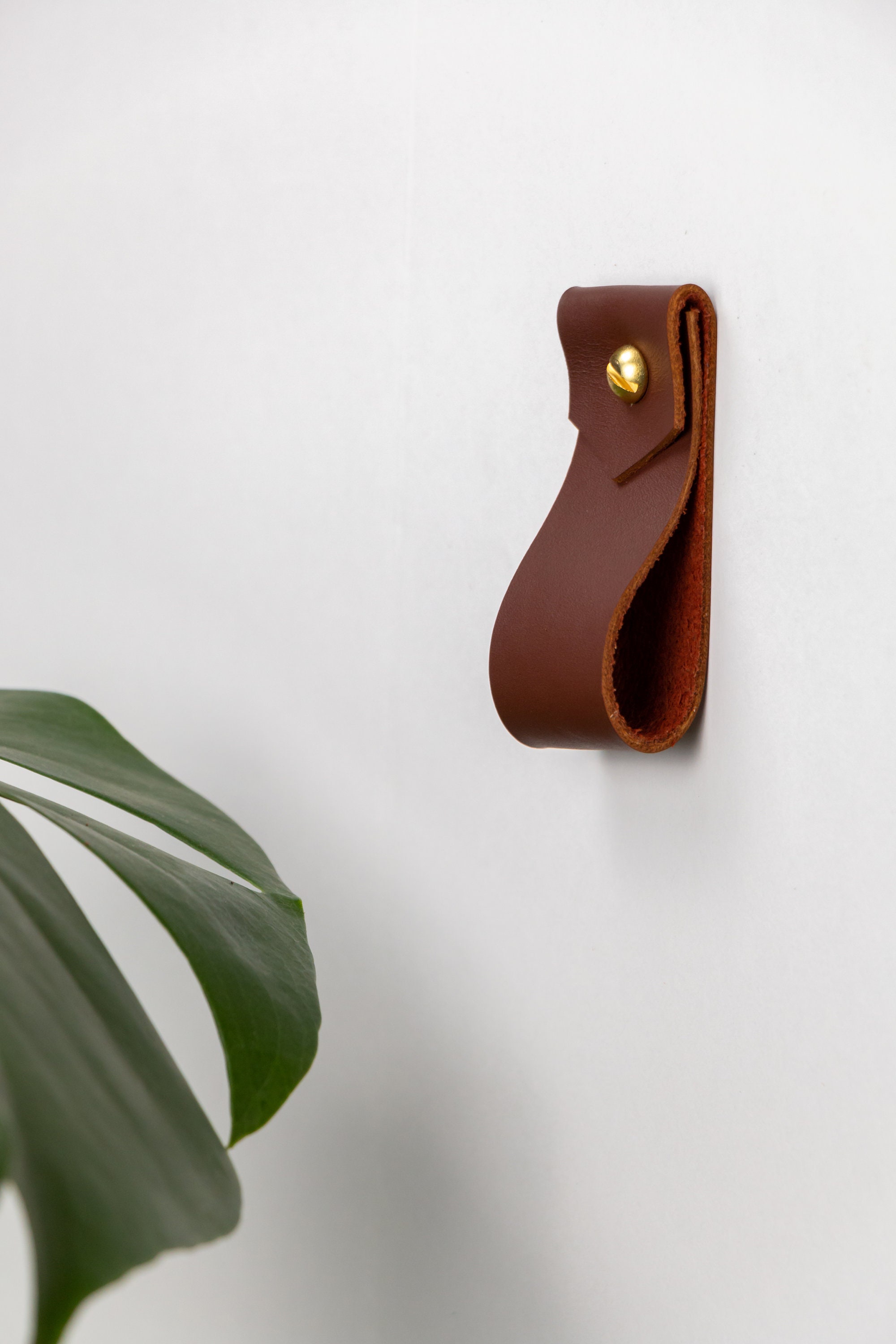 Small Minimalist Leather Strap Hanger for Bath Towel Holder Etsy