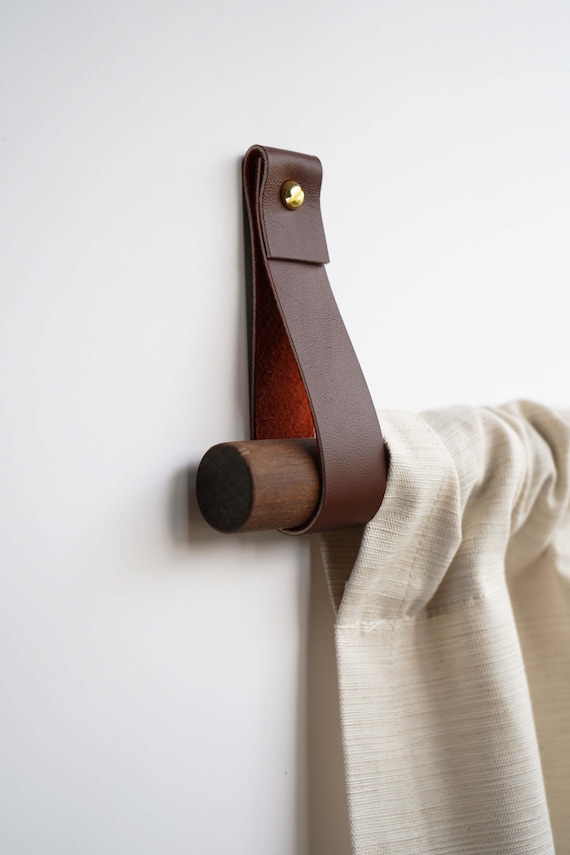 Curtain Rod Strap Holder Leather Curtain Rod Bracket Holders Leather Loop  for Wall Boho Pole Hanger Wall Blanket Display Farm House Style -   Canada