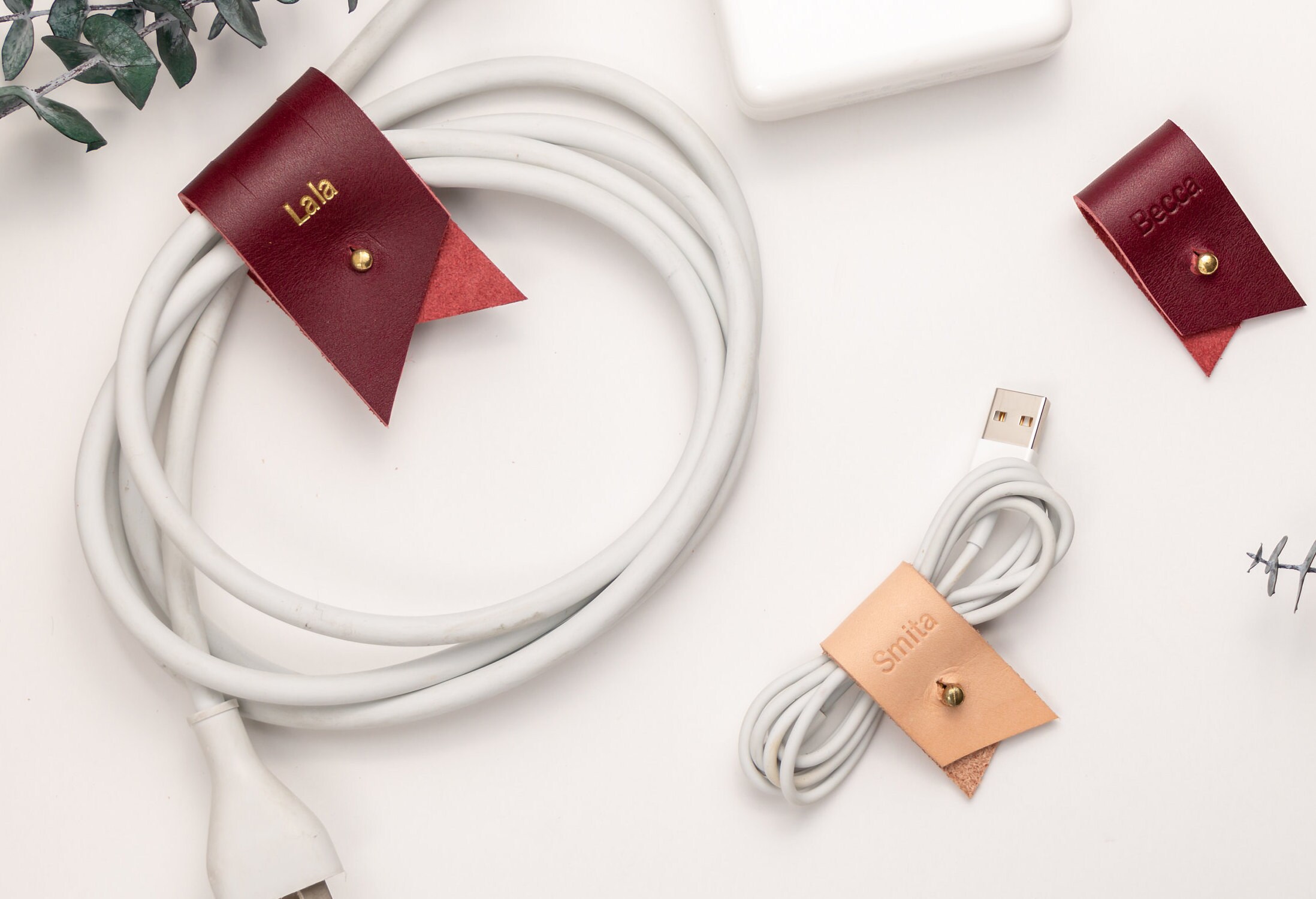 Set of 3 Leather Travel Cord Organizer Cord Holders Etsy