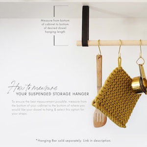 Guide showing how to measure your straps for your Suspended Storage Hanger