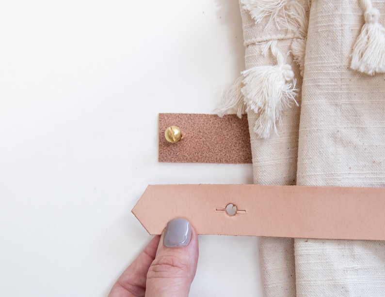 Minimalist leather curtain hold back modern window treatments mid century curtain tie back home accents curtain loop farmhouse decor wedding